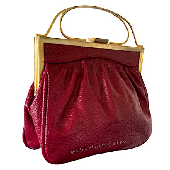 70s vtg Faux Leather Handbag - Picture 2 of 12